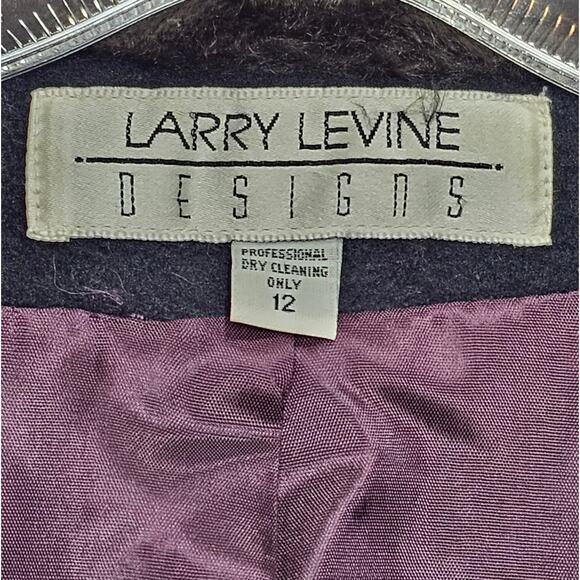 Larry Levine Designs Long Wool Blend Faux Fur Collared Hidden Button Coat Sz 12 - Picture 5 of 10